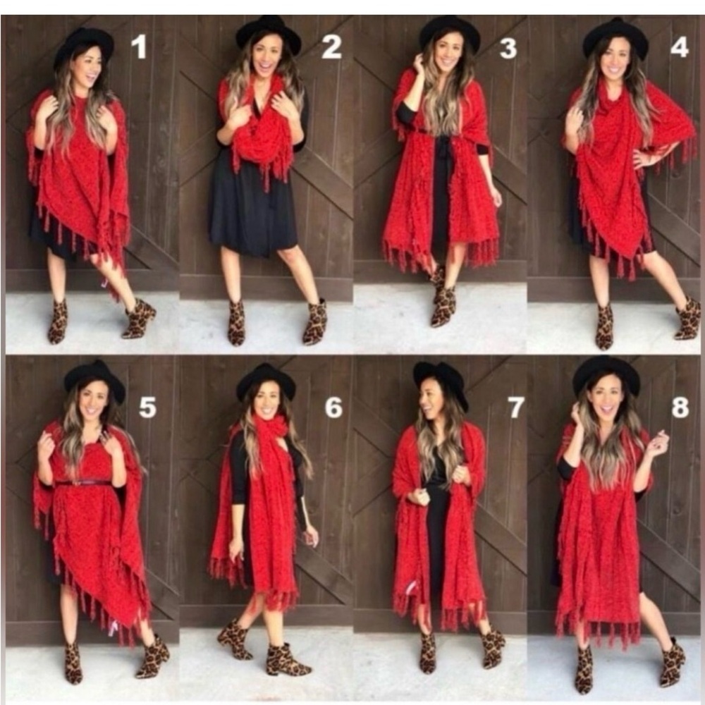 LuLaRoe Mimi Wrap/Poncho in Dusty Rose with fringe - Picture 3 of 4